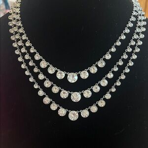 Paparazzi Dazzling Silver Necklace with Clear Gems